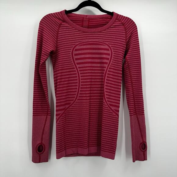 Lululemon Swiftly Tech Top Shirt Womens 4 Pink Berry Rumble Thumb Holes Crew - Picture 1 of 10